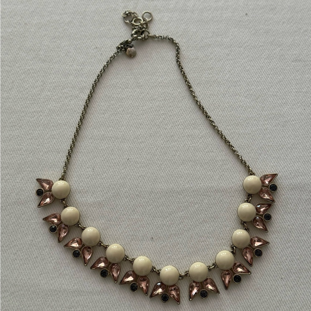 J.crew White enamel pink lucite statement necklace